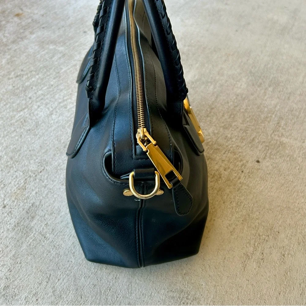 Marc Jacobs Noho Black Leather Gold Hardware Satchel Doctor Tote Bag